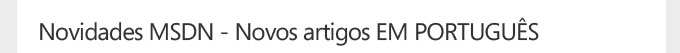 Novidades MSDN